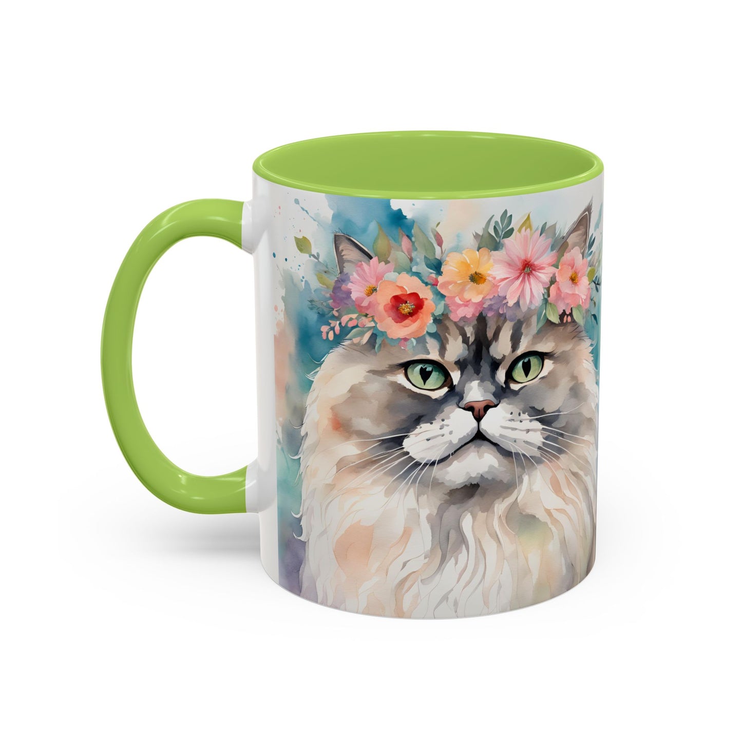 Floral Siamese Cat 01 Accent Coffee Mug - 11oz Perfect for Cat Lovers & Gifts