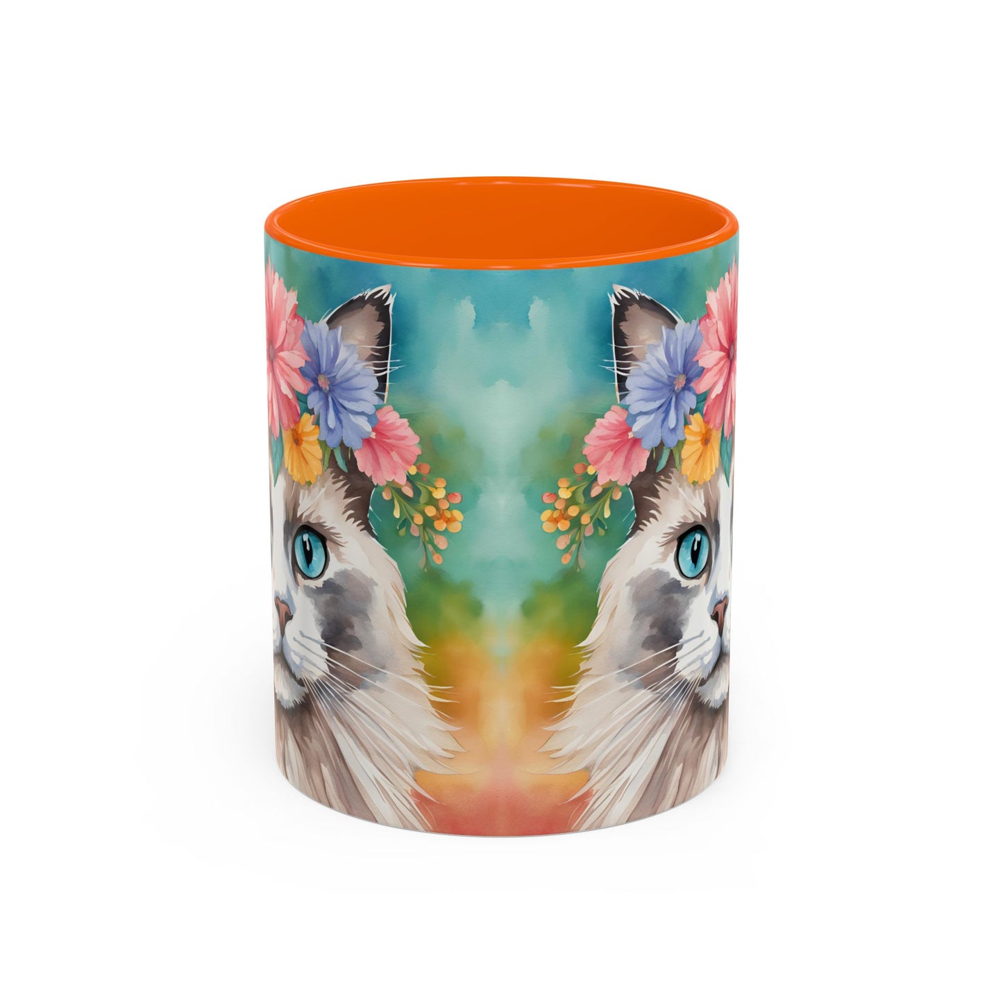 Floral Rag Doll Cat 01 Accent Coffee Mug - 11oz Perfect for Cat Lovers & Gifts