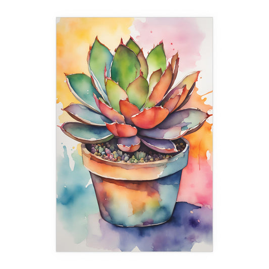 Multicolored Succulent 2 Indoor and Outdoor Silk Poster