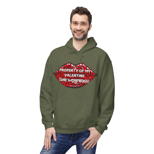 Property Of My Valentine (She’s The Boss) Mens Valentines Hoodie