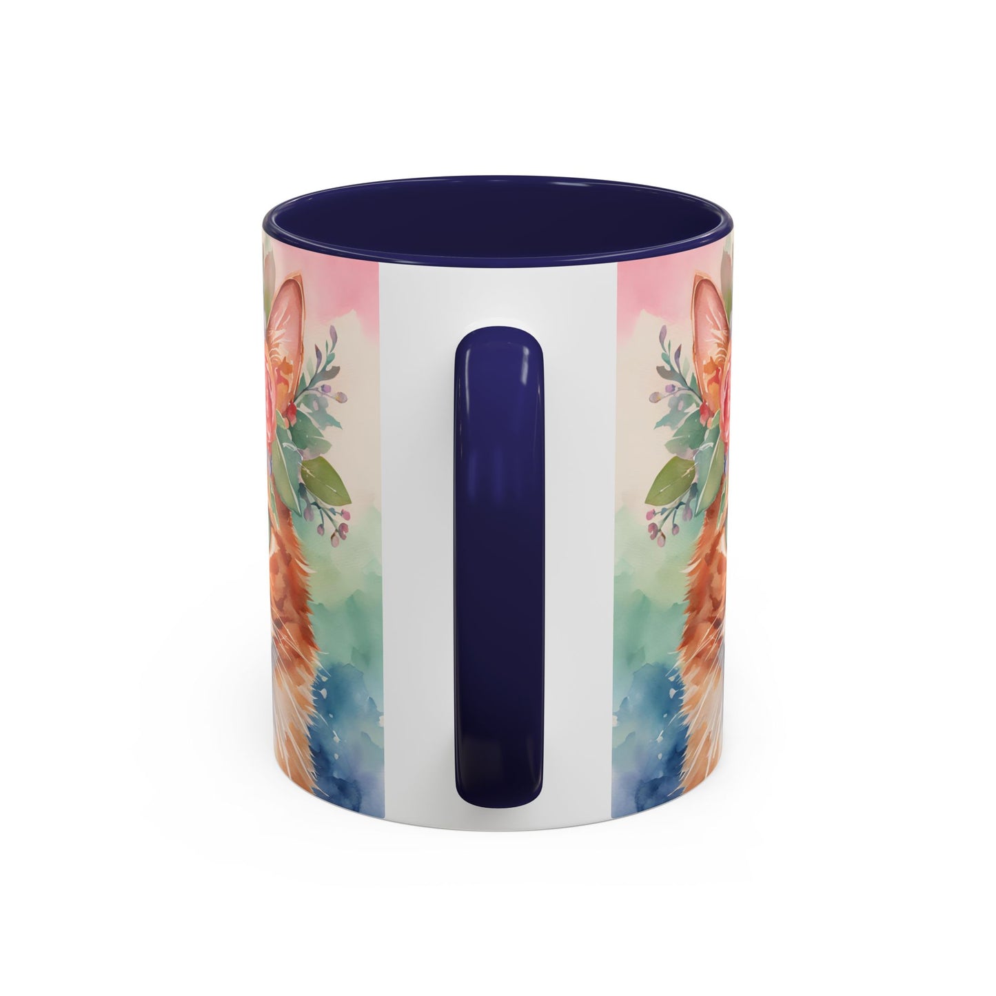 Floral Ginger Cat 01 Accent Coffee Mug - 11oz Perfect for Cat Lovers & Gifts