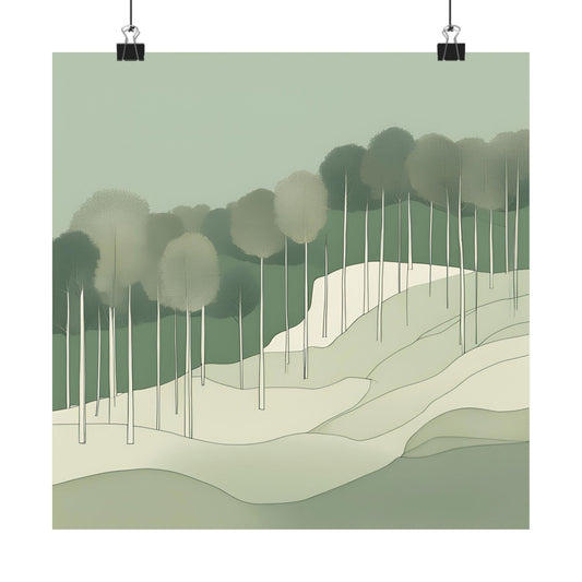 On The Hillside Green 13 Matte Square Posters