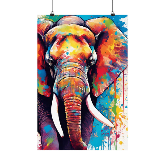 Multicolored Elephant 1 Matte Vertical Poster