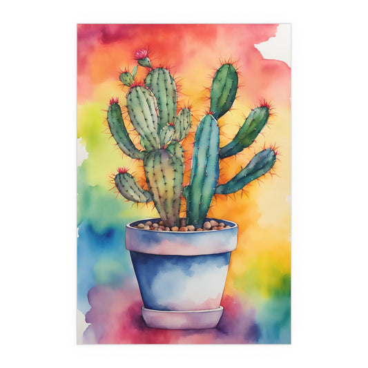 Multicolored Cactus 4 Indoor and Outdoor Silk Poster