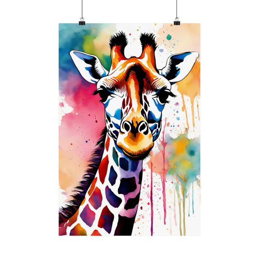 Multicolored Giraffe 02 Matte Vertical Poster