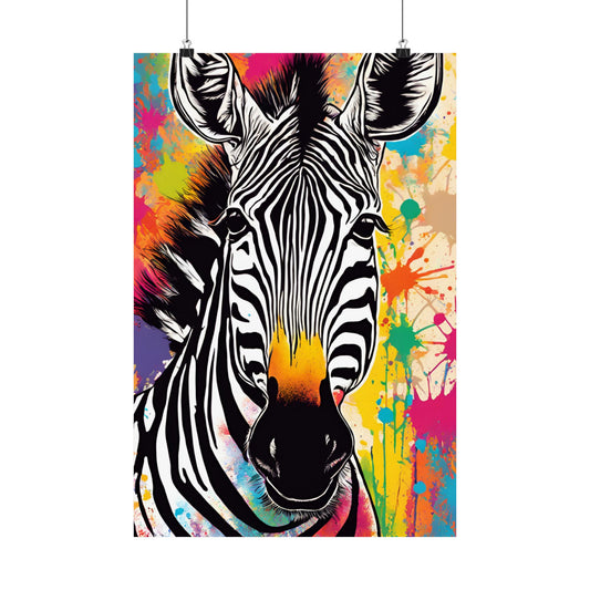 Multicolored Zebra 4 Matte Vertical Poster