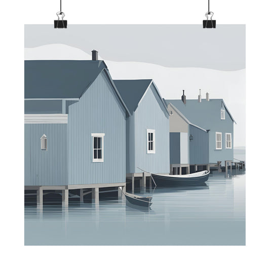 By The Sea Blue 8 Matte Square Posters