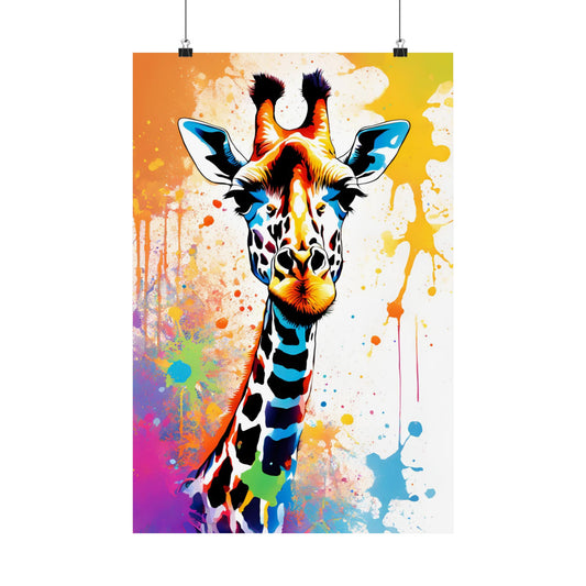 Multicolored Giraffe 07 Matte Vertical Poster