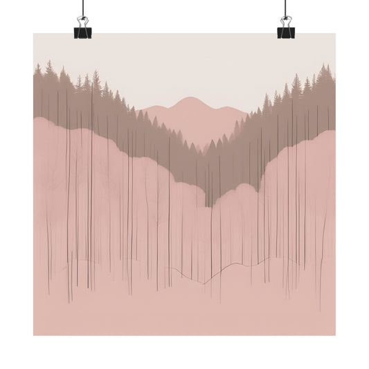 Lonely Forest Pink 22 Matte Square Posters