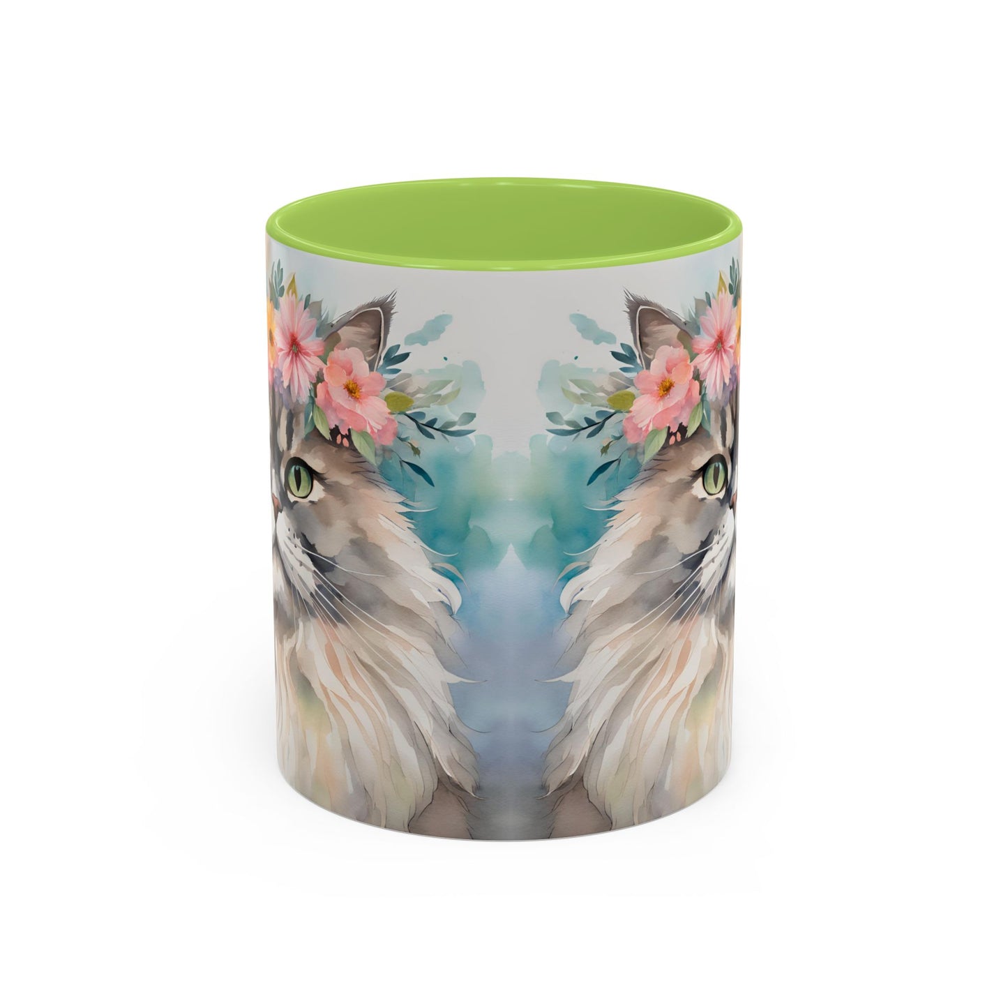 Floral Siamese Cat 01 Accent Coffee Mug - 11oz Perfect for Cat Lovers & Gifts