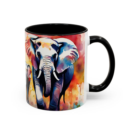 Multicoloured Elephant 1 Accent Mug 11oz