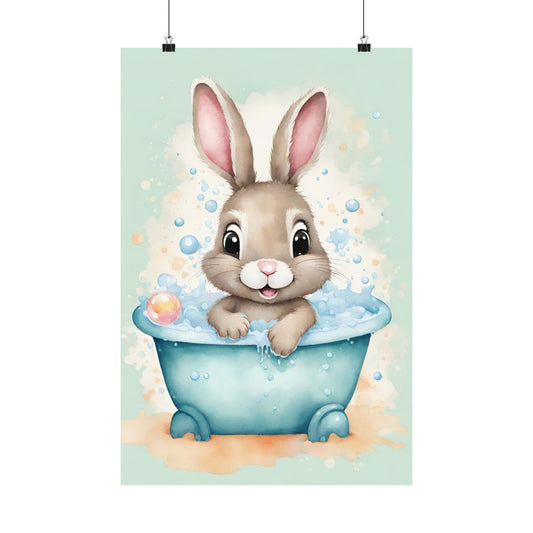 Nursery Bunny in the Bath 4 Matte Vertical Posters