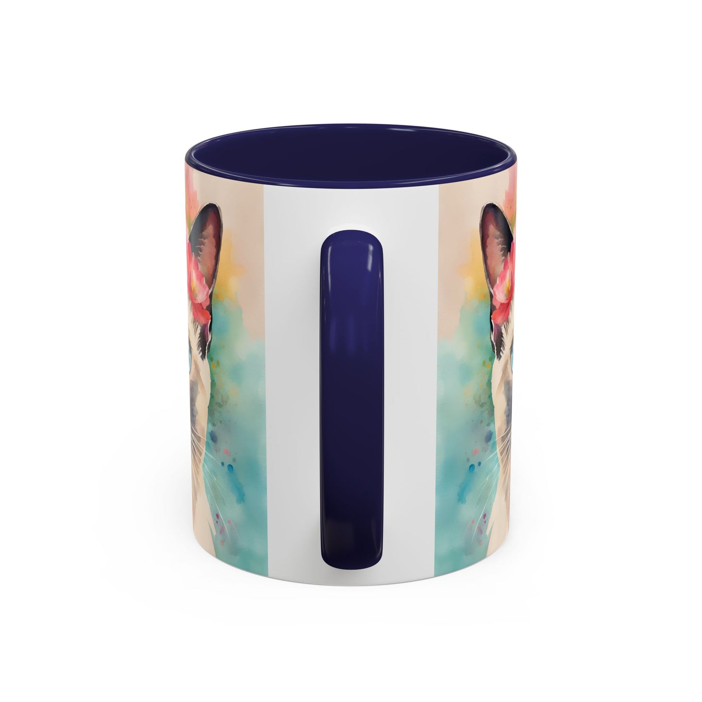 Floral Siamese Cat 04 Accent Coffee Mug - 11oz Perfect for Cat Lovers & Gifts