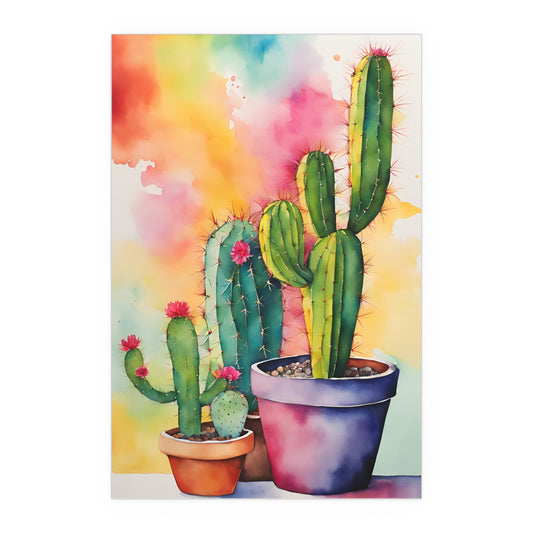 Multicolored Cactus 5 Indoor and Outdoor Silk Poster