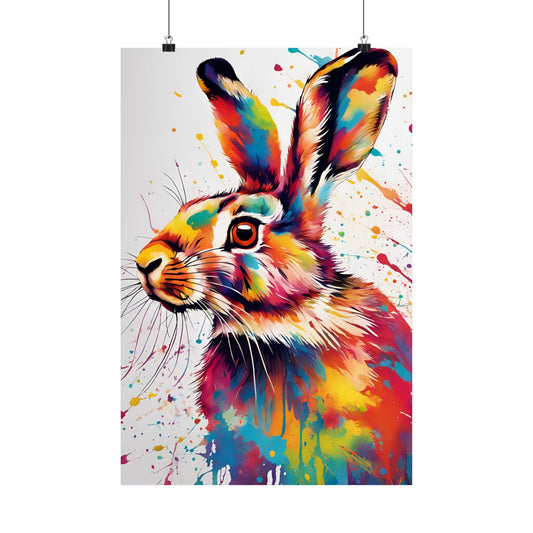 Multicolored Hare 1 Matte Vertical Poster