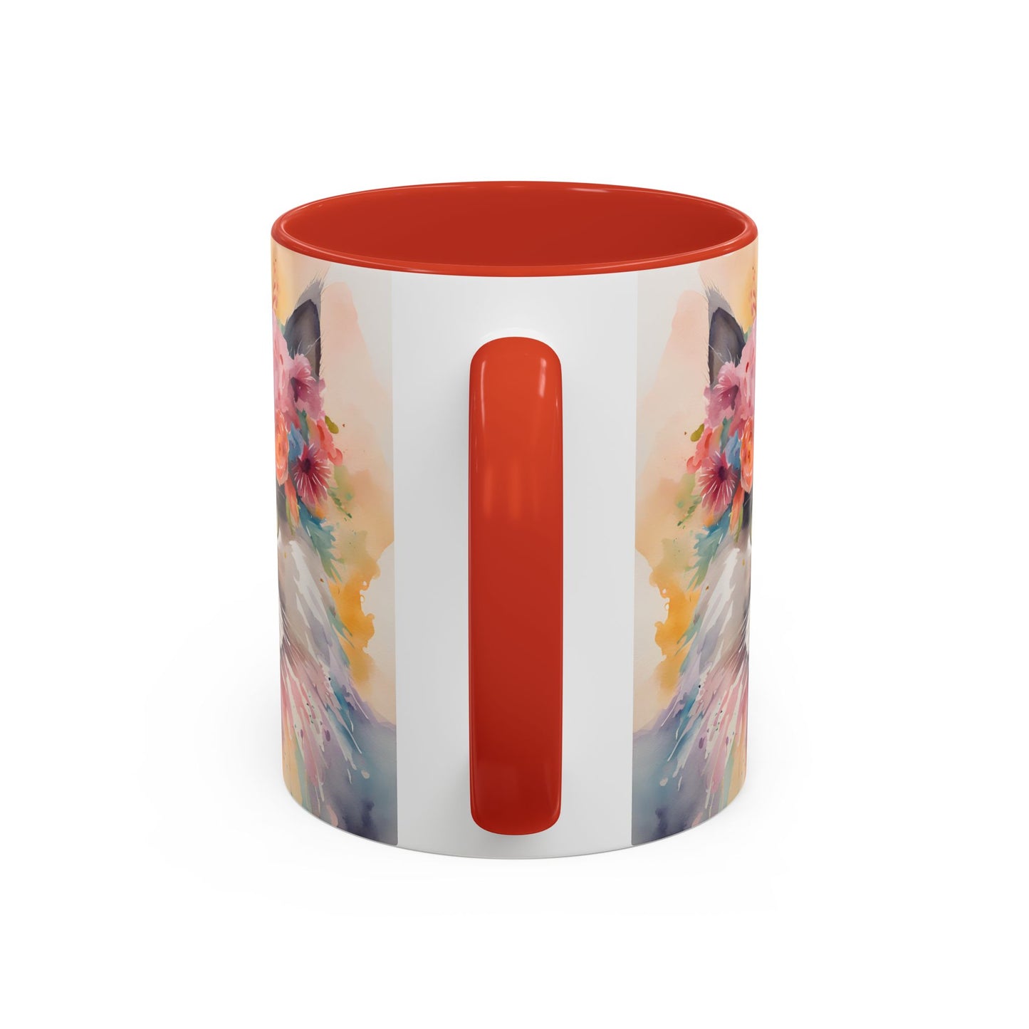 Floral Siamese Cat 03 Accent Coffee Mug - 11oz Perfect for Cat Lovers & Gifts