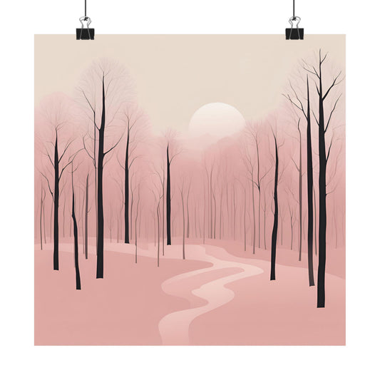 Lonely Forest Pink 28 Matte Square Posters
