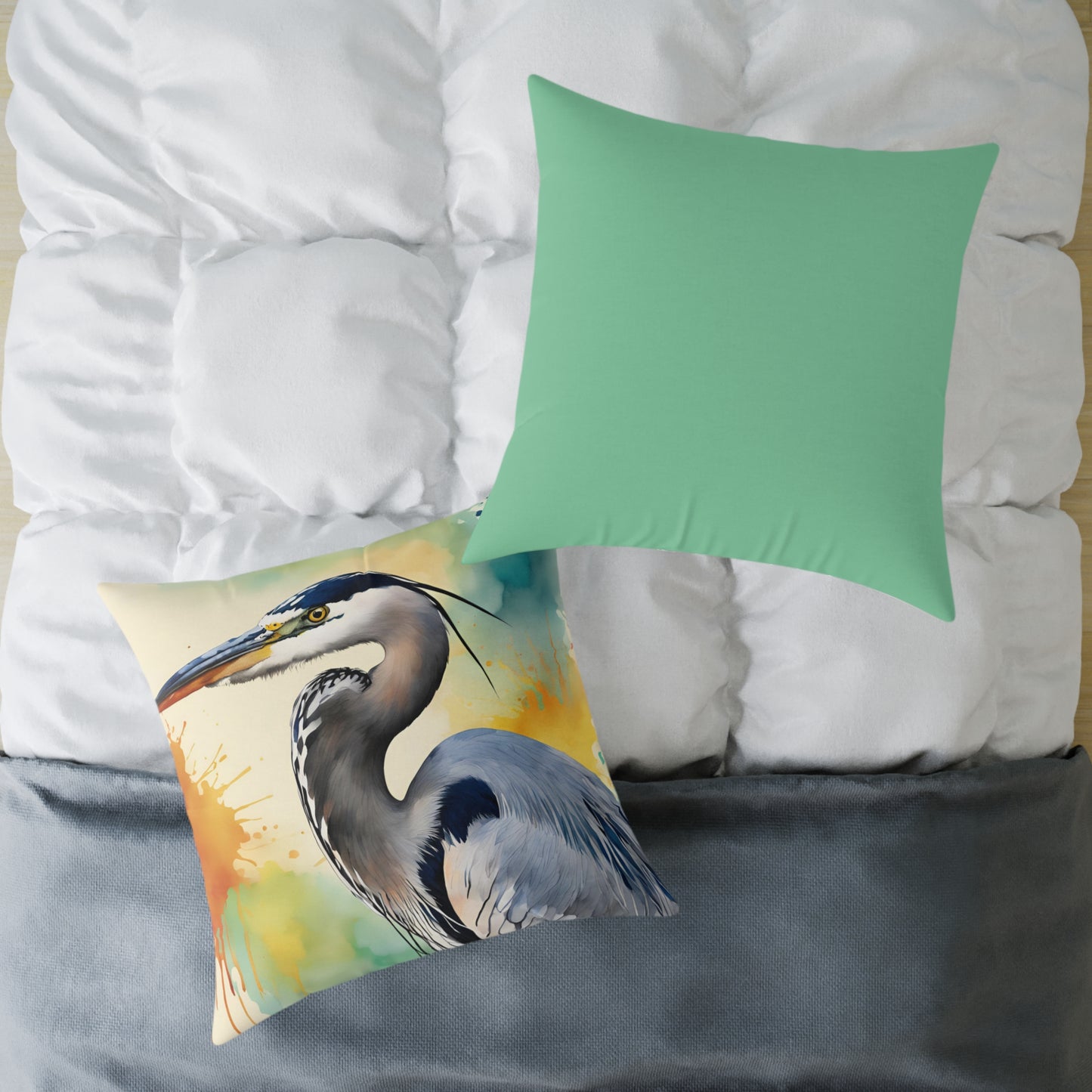 Heron 01 Poly Pillow - Natures Beauty Design