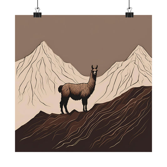 Lone Collection Llama 2 Matte Square Posters