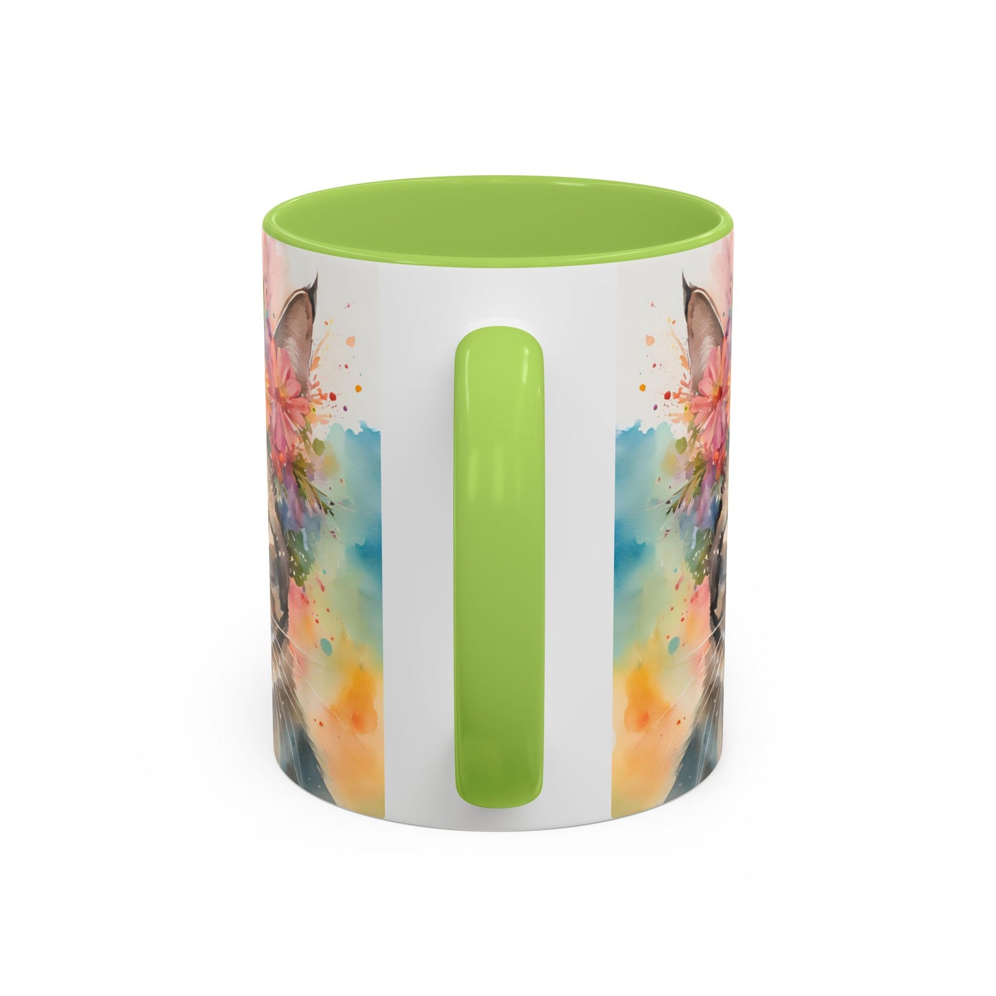 Floral Tabby Cat 03 Accent Coffee Mug - 11oz Perfect for Cat Lovers & Gifts