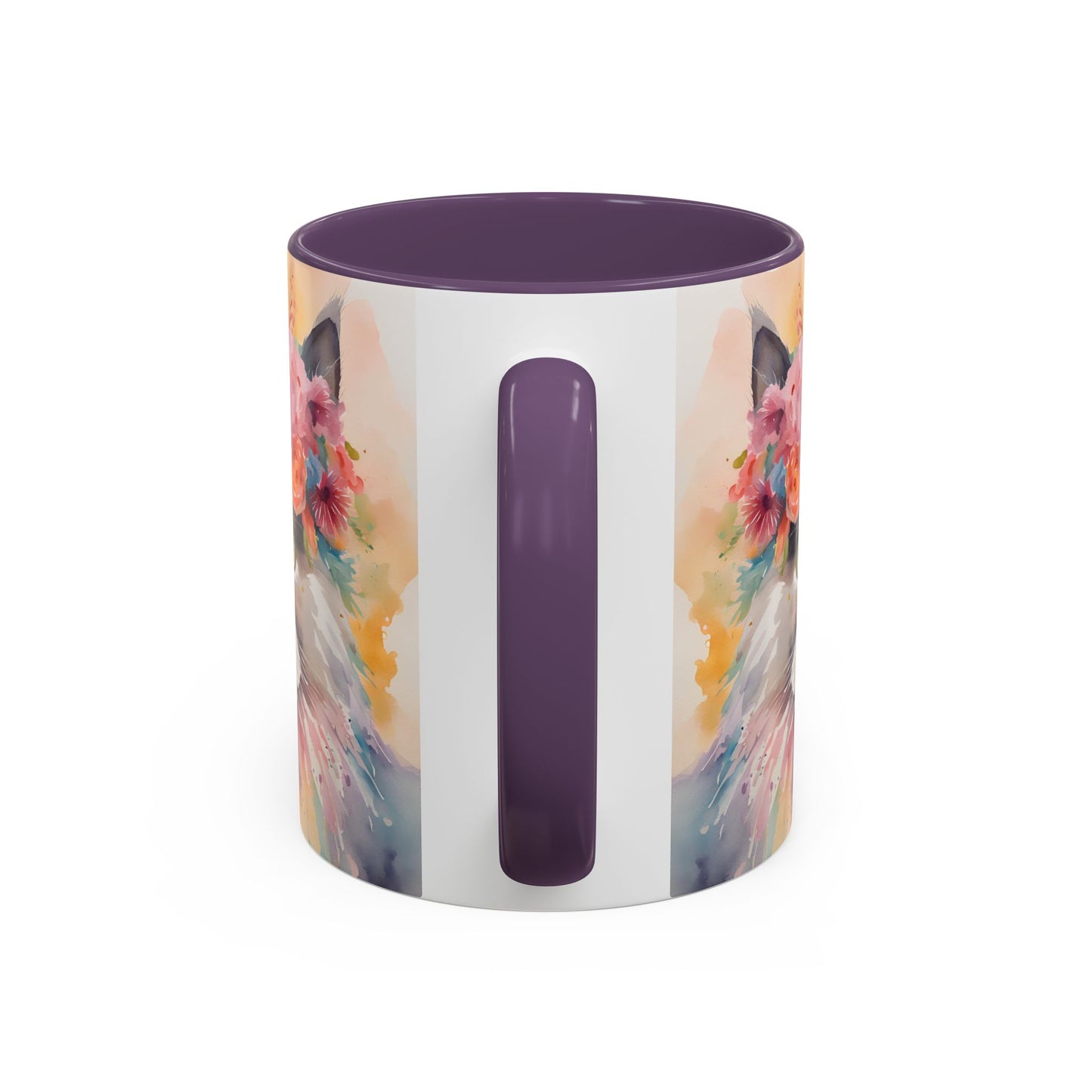 Floral Siamese Cat 03 Accent Coffee Mug - 11oz Perfect for Cat Lovers & Gifts