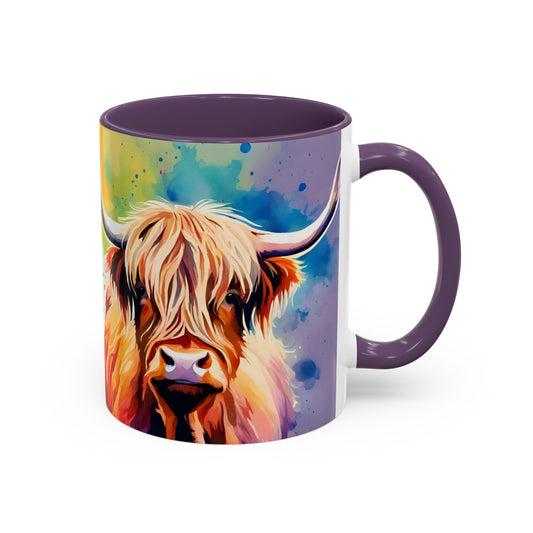 Multicoloured Highland Cow Coffee Mug 11oz
