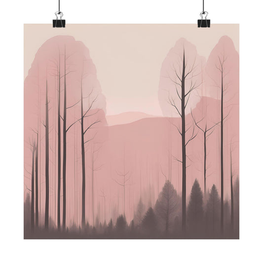 Lonely Forest Pink 10 Matte Square Posters