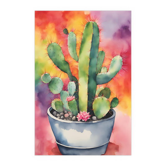 Multicolored Cactus 6 Indoor and Outdoor Silk Poster