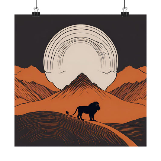 Lone Collection Lion 4 Matte Square Posters