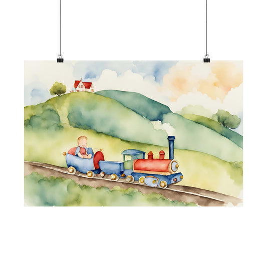 Nursery Choo Choo Train 5 Matte Horizontal Posters