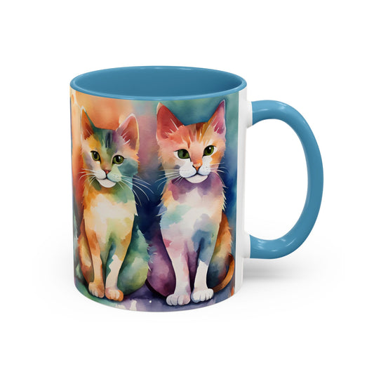 Multicoloured Kitties 4 Accent Mug 11oz