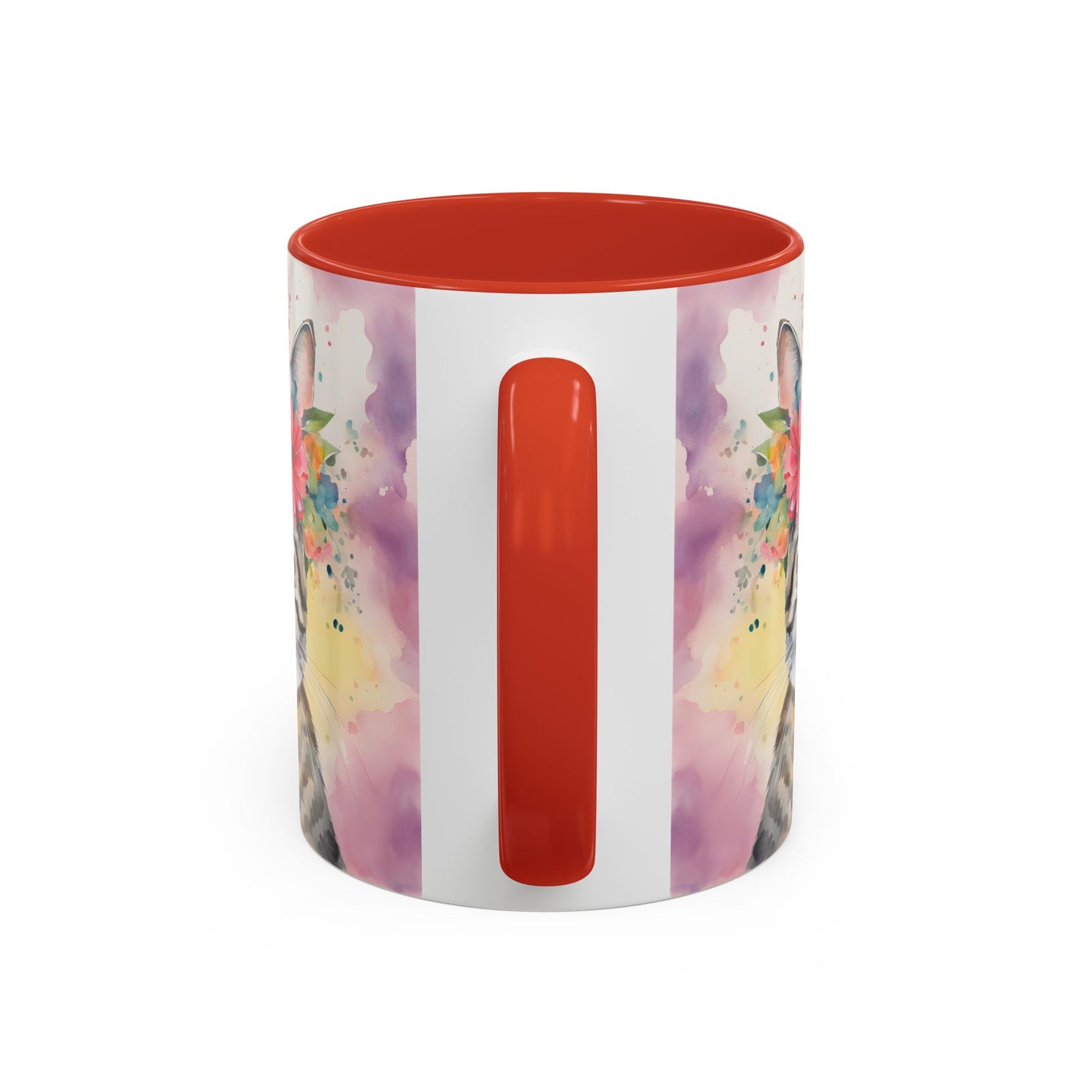 Floral Tabby Cat 02 Accent Coffee Mug - 11oz Perfect for Cat Lovers & Gifts