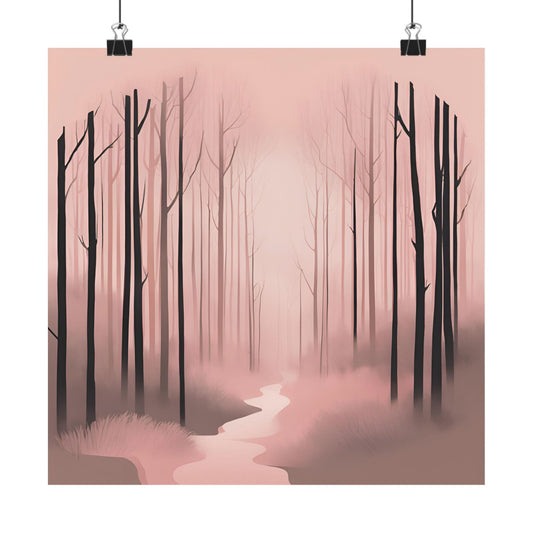 Lonely Forest Pink 07 Matte Square Posters