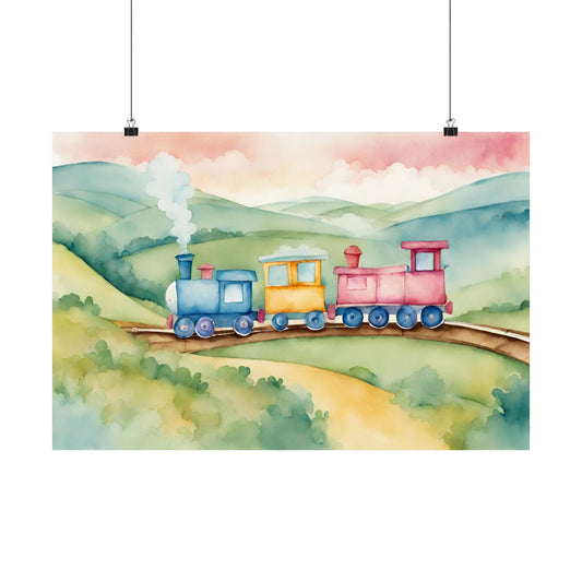 Nursery Choo Choo Train 3 Matte Horizontal Posters