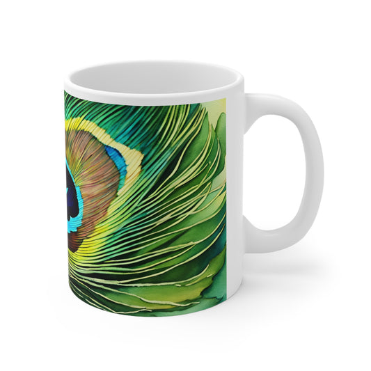 Peacock Feather Coffee Mug - Nature's Beauty Collection