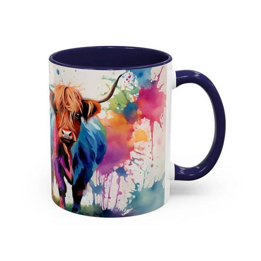 Multicoloured Highland Cow 2 Accent Mug 11oz