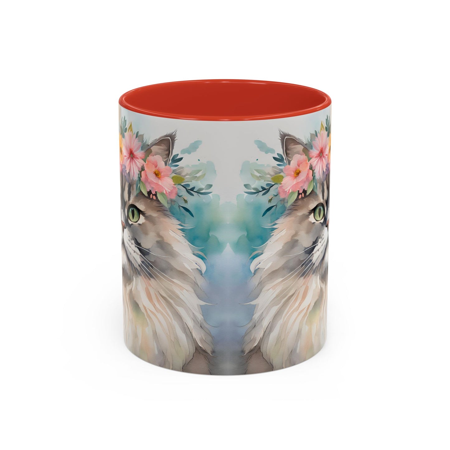 Floral Siamese Cat 01 Accent Coffee Mug - 11oz Perfect for Cat Lovers & Gifts