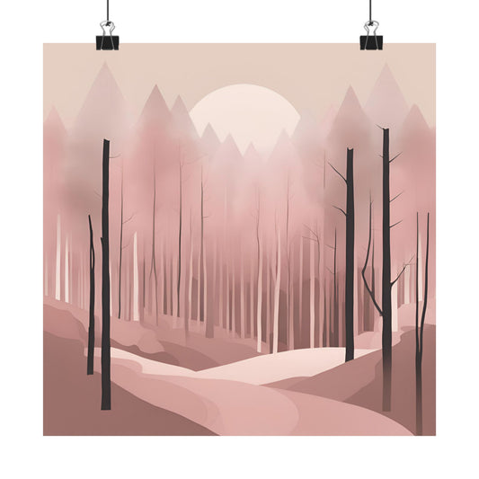 Lonely Forest Pink 21 Matte Square Posters