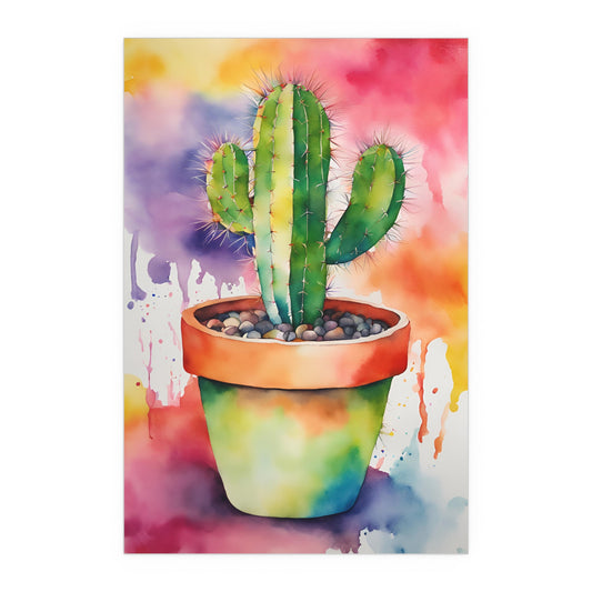 Multicolored Cactus 2 Indoor and Outdoor Silk Poster