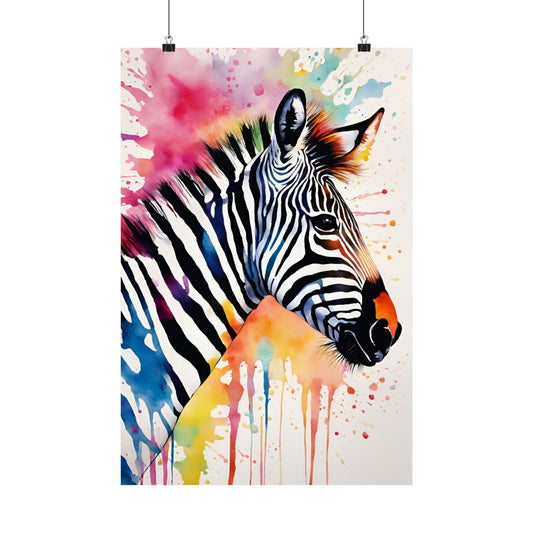 Multicolored Zebra 2 Matte Vertical Poster