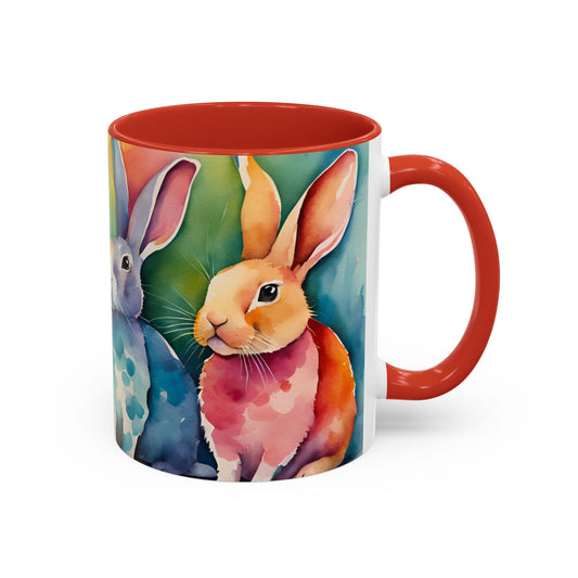 Multicoloured Rabbit 2 Accent Mug 11oz