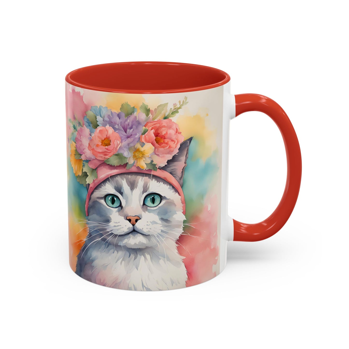 Floral Rag Doll Cat 02 Accent Coffee Mug - 11oz Perfect for Cat Lovers & Gifts