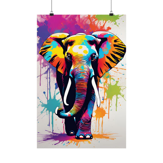 Multicolored Elephant 4 Matte Vertical Poster