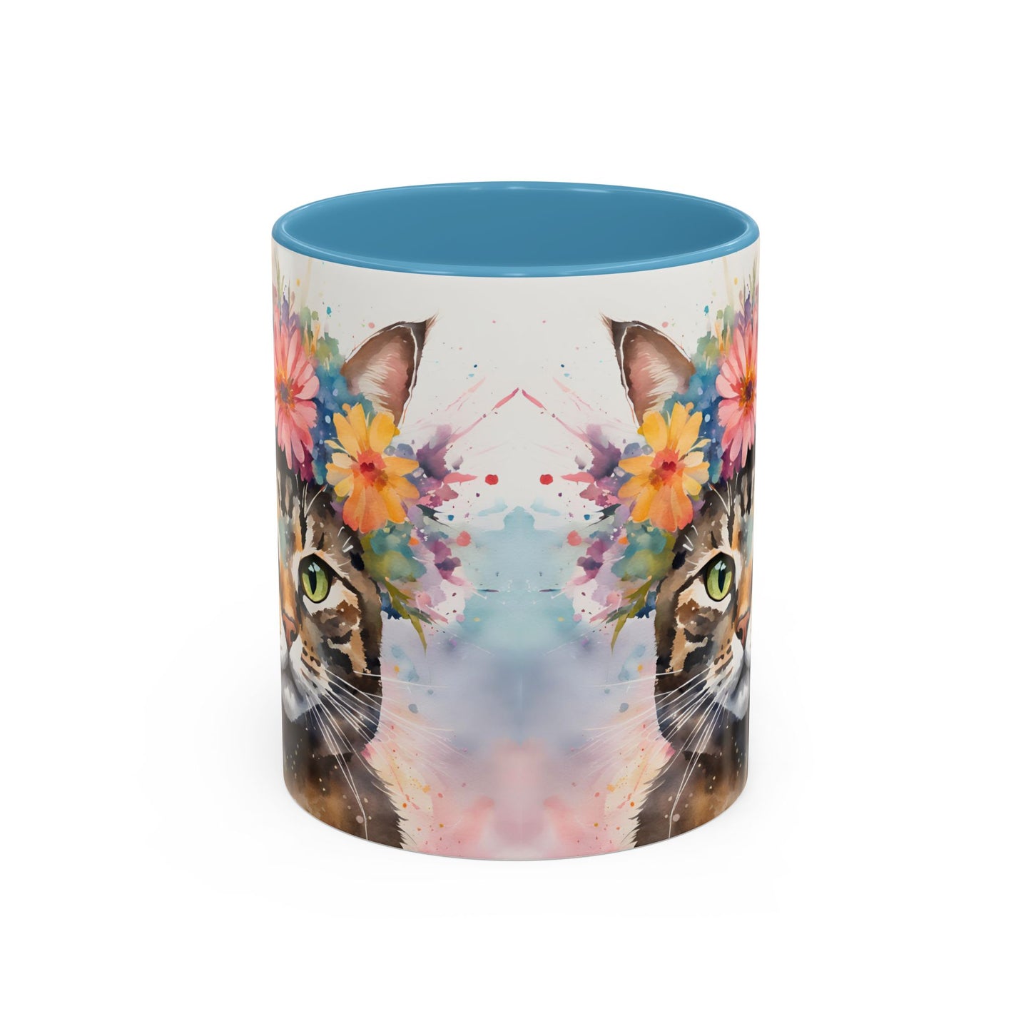 Floral Tabby Cat 03 Accent Coffee Mug - 11oz Perfect for Cat Lovers & Gifts