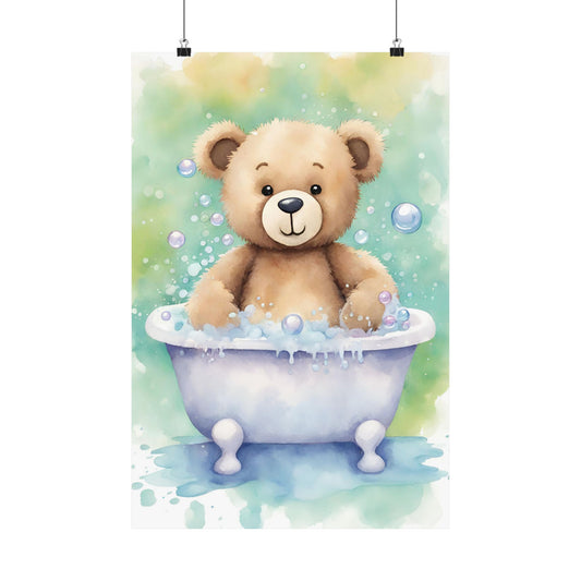 Nursery Teddy in the Bath 3 Matte Vertical Posters