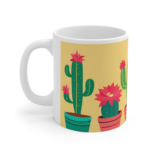Playful Cacti 7 White Ceramic Mug 11oz