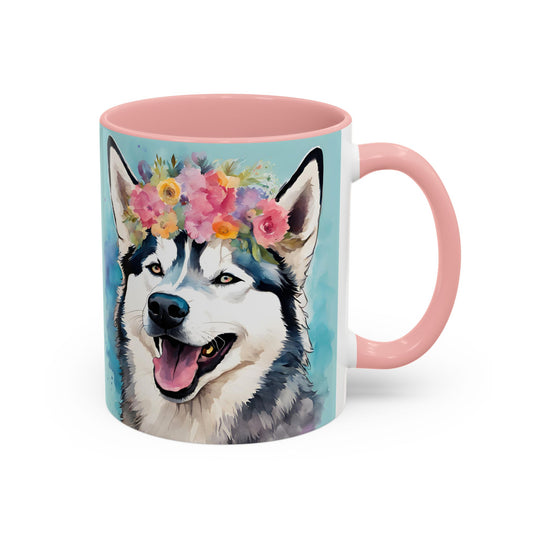 Husky 02 Accent Coffee Mug - Dog Lover Gift