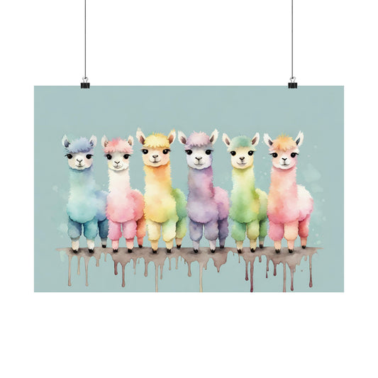 Nursery Llamas 3 Matte Horizontal Posters