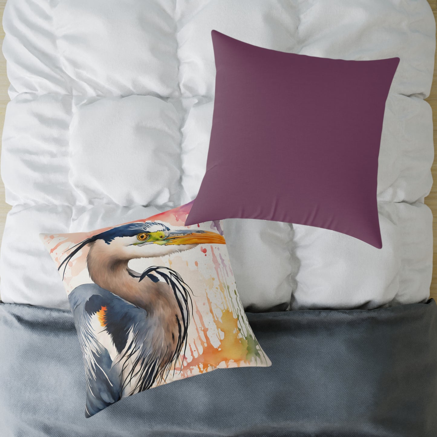 Heron 02 Poly Pillow - Natures Beauty Design