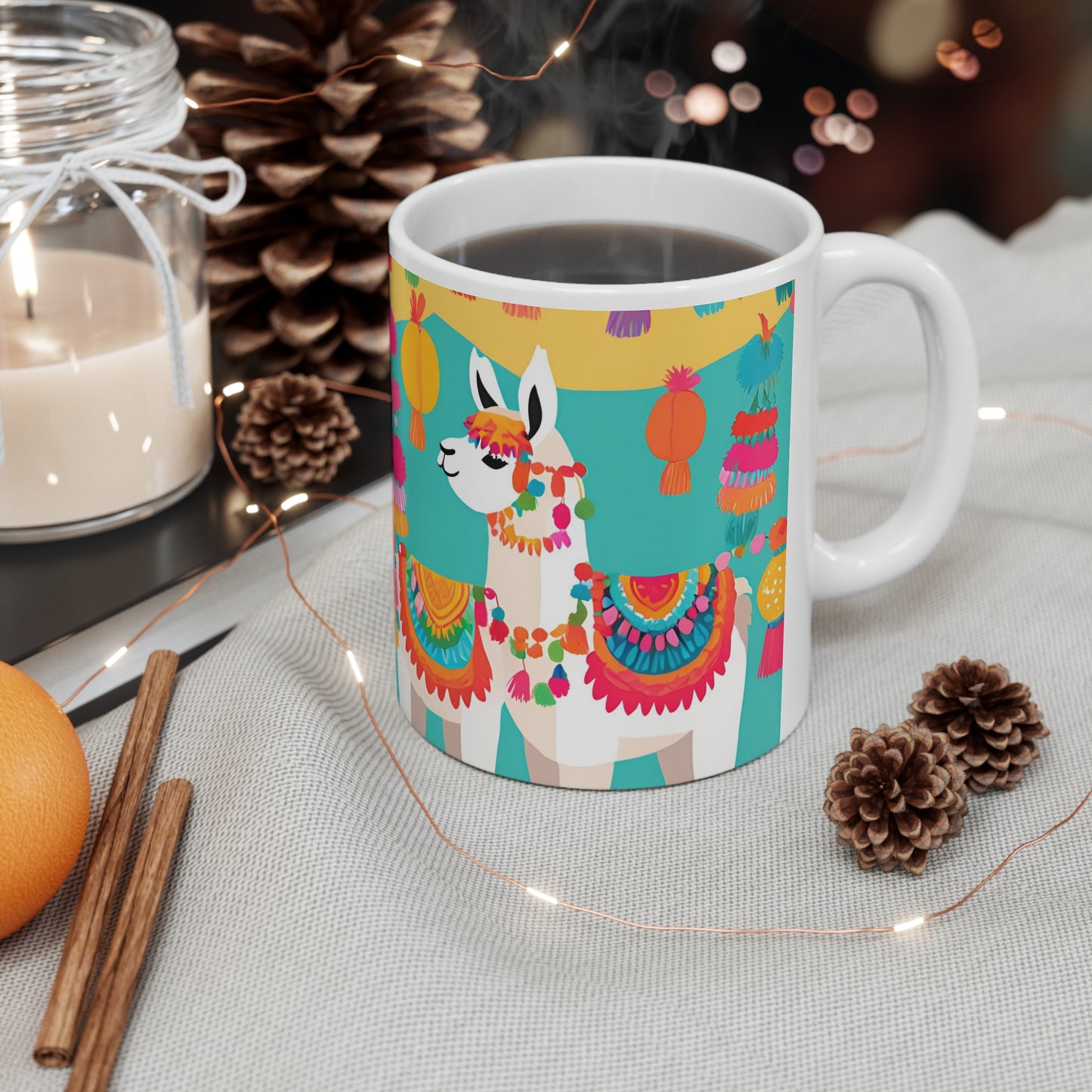 Playful Llama 3 White Ceramic Mug 11oz